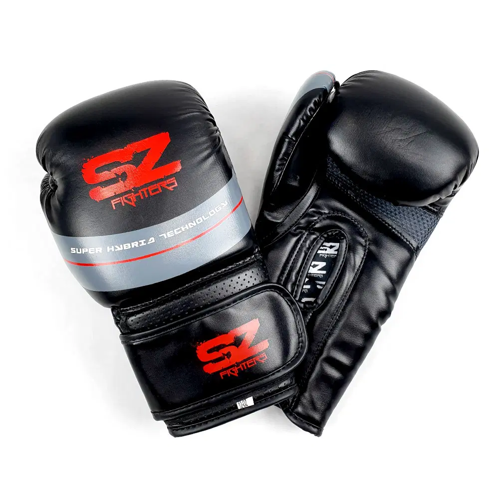 SZ Fighters – Боксови ръкавици изкуствена кожа – Thunder Black, преден изглед