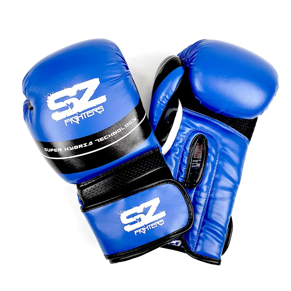 SZ Fighters – Боксови ръкавици изкуствена кожа – Thunder Blue, преден изглед