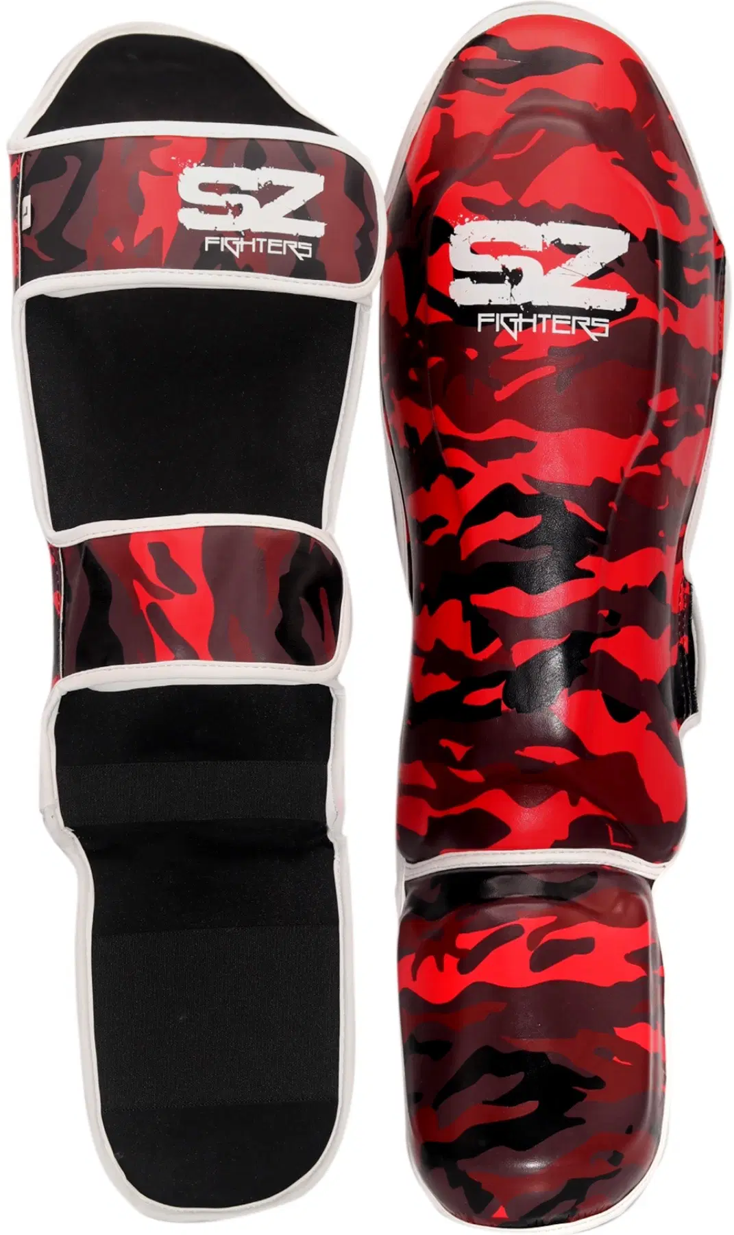 SZ Fighters – Тай Протектори за Крака Camo – Red, преден изглед
