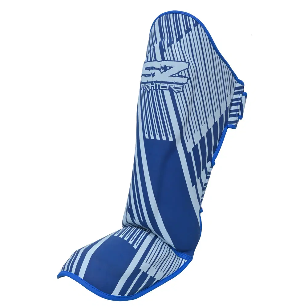 SZ Fighters – Тай Протектори за Крака Plasma 2.0 Blue-White, преден изглед