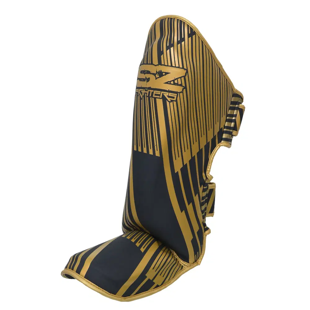 SZ Fighters – Тай Протектори за Крака Plasma 2.0 Gold-Black, страничен изглед