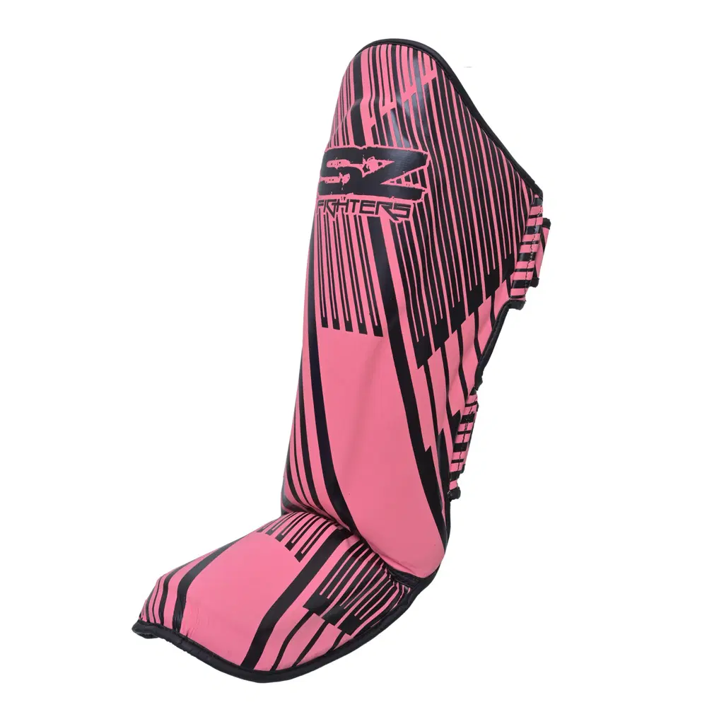 SZ Fighters – Тай Протектори за Крака Plasma 2.0 Pink-Black преден изглед