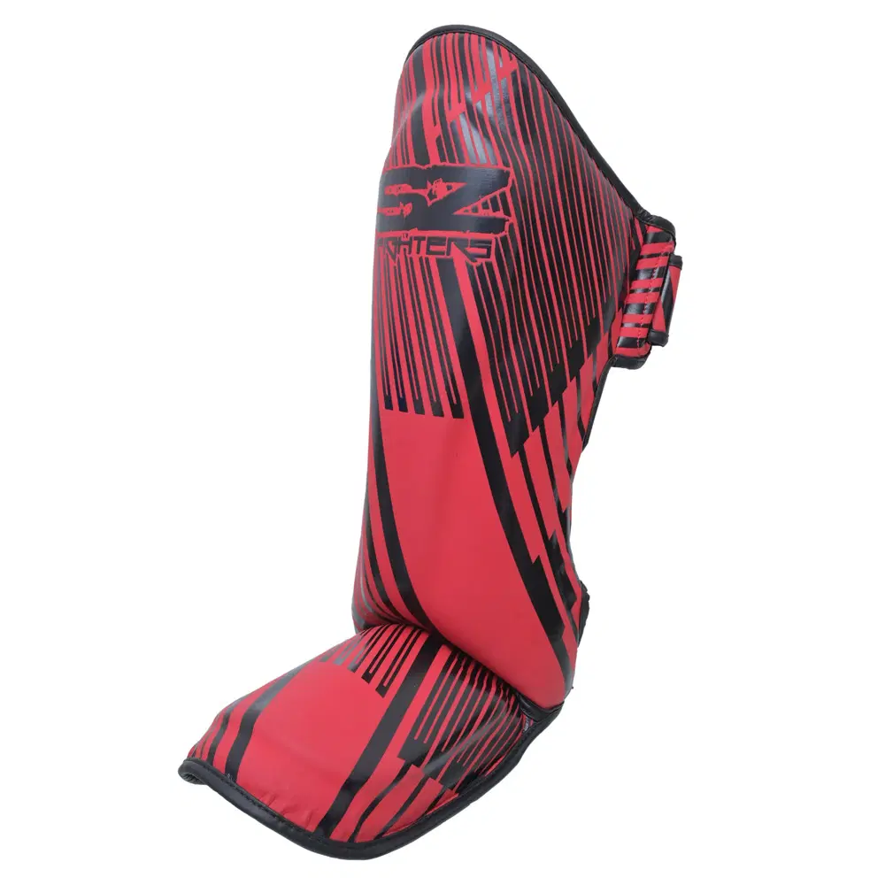 SZ Fighters – Тай Протектори за Крака Plasma 2.0 Red-Black преден изглед