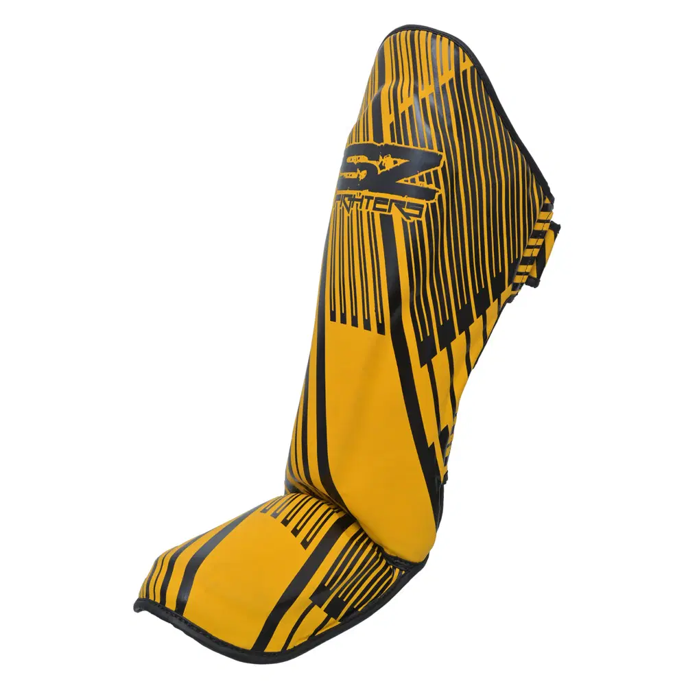 SZ Fighters – Тай Протектори за Крака Plasma 2.0 Yellow-Black, преден изглед