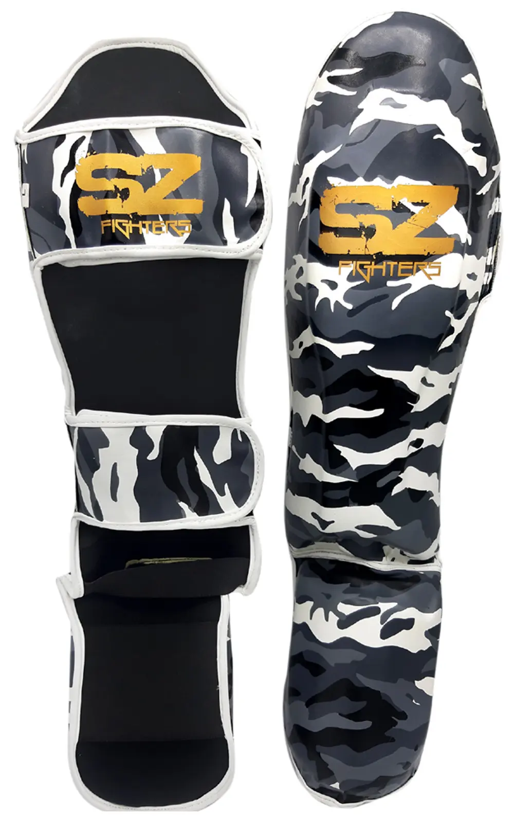 SZ Fighters – Тай Протектори за Крака Camo – Grey, преден изглед