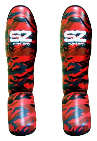 SZ Fighters – Тай Протектори за Крака Camo – Red, двойка отпред