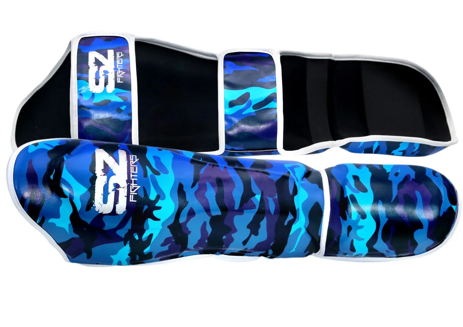 SZ Fighters – Тай Протектори за Крака Camo – Blue страничен изглед