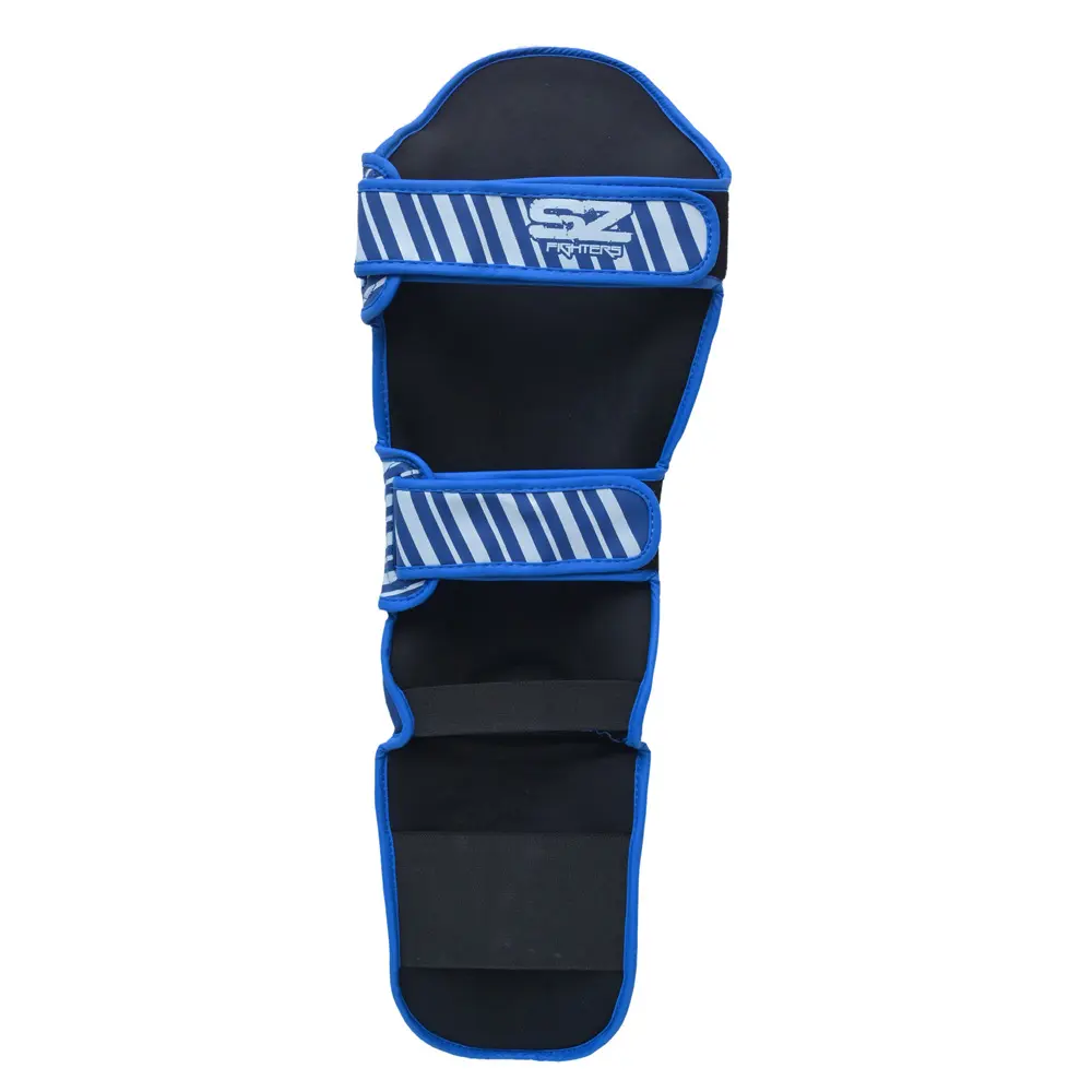 SZ Fighters – Тай Протектори за Крака Plasma 2.0 Blue-White, отворен заден изглед