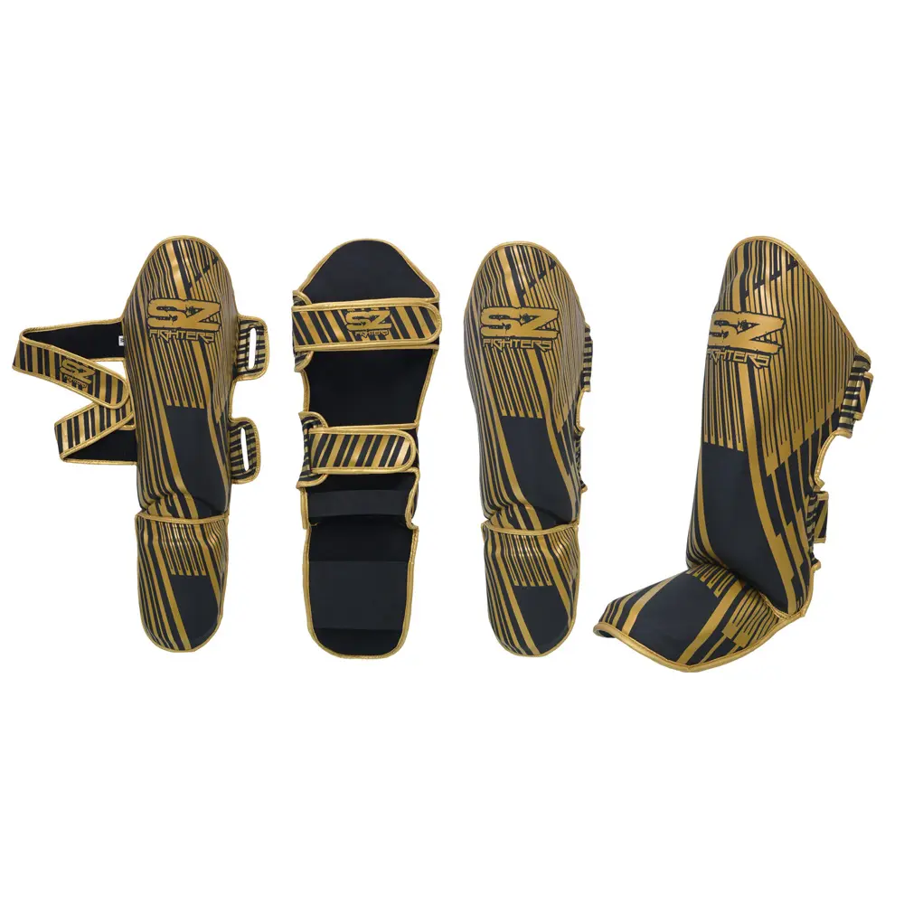 SZ Fighters – Тай Протектори за Крака Plasma 2.0 Gold-Black, комплект от четири изгледа