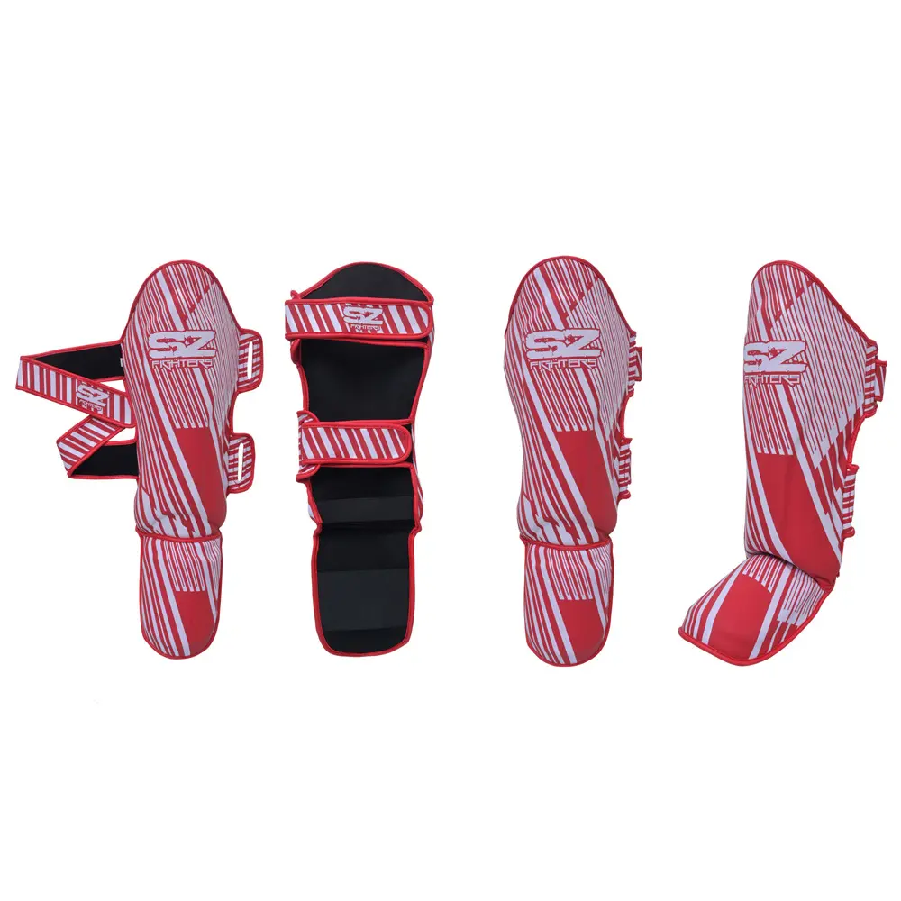 SZ Fighters – Тай Протектори за Крака Plasma 2.0 Red-White, композиция от различни изгледи