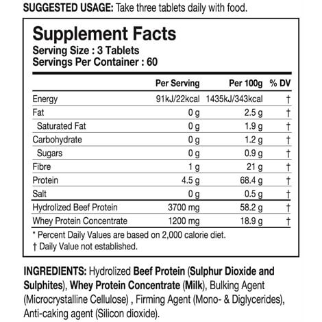 Tested Nutrition Beef Amino 180 таблетки етикет