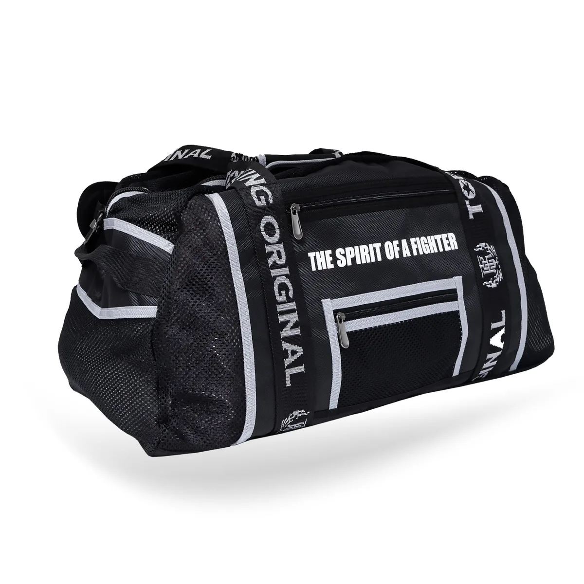 Заден изглед на сака TOPKING BLACK GREY GYM BAG 04 с презрамка за рамо