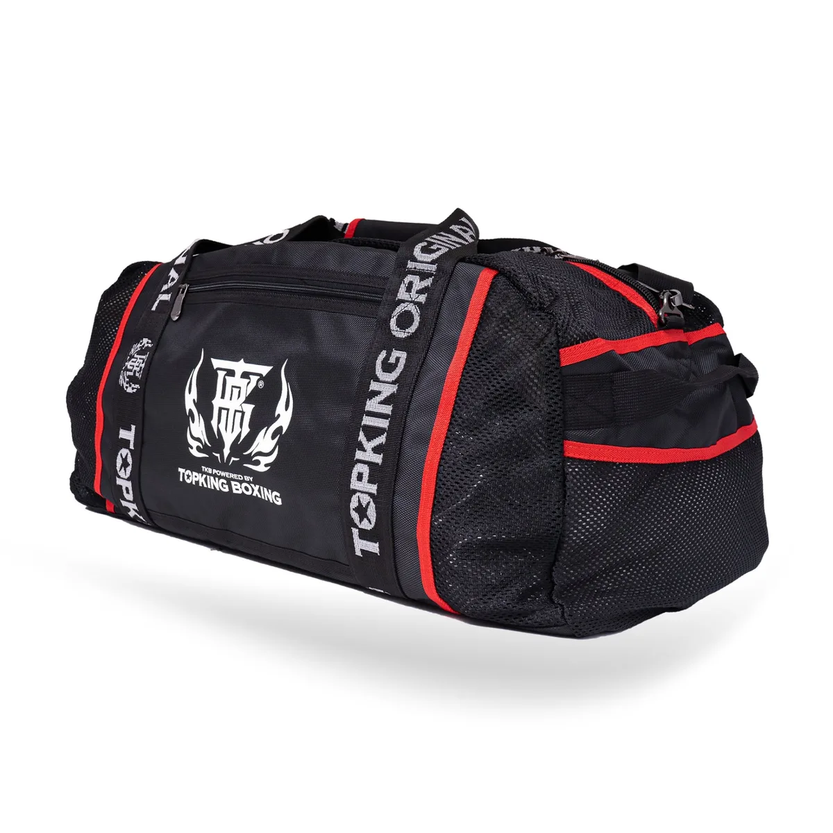 Страничен изглед на сак Top King BLACK RED GYM BAG 04 с логото на марката