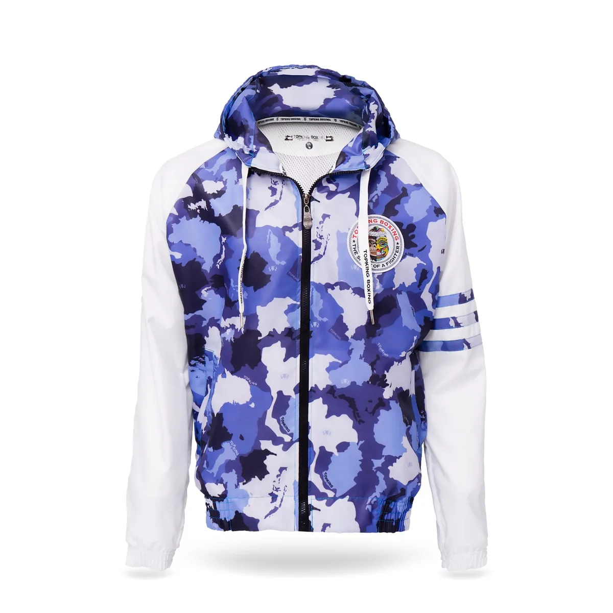Мъжки суитшърт TOPKING BLUE CAMOUFLAGE JACKET, изобразен отпред, с ясно видими сини камуфлажни шарки.