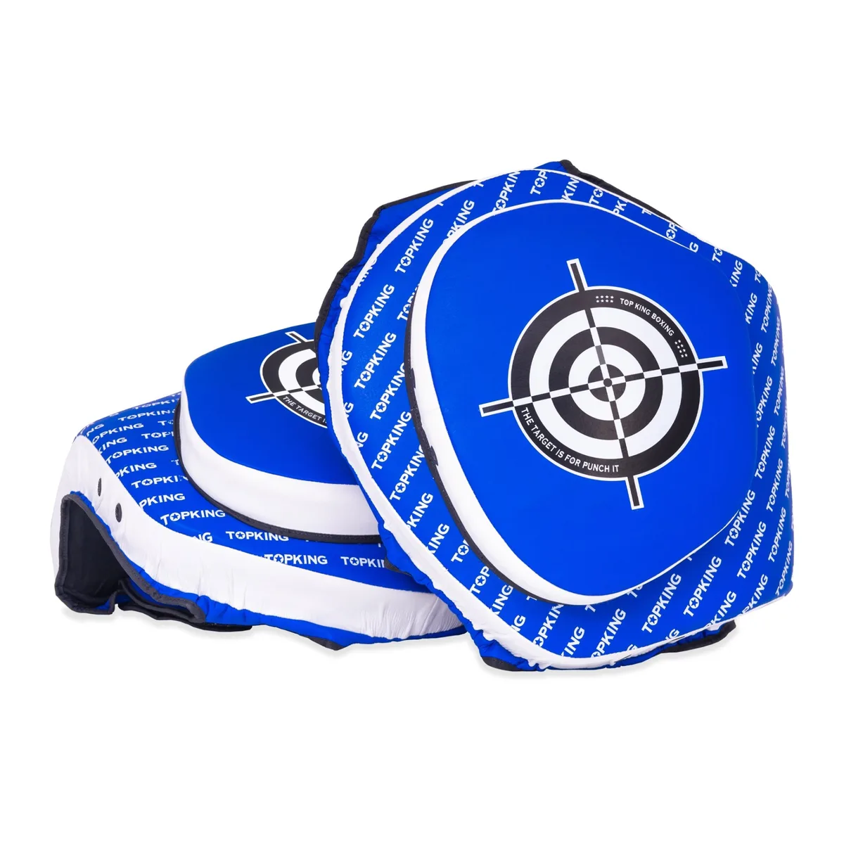 Треньори по муай тай с Top King Blue Thigh Pads, готови за тренировка