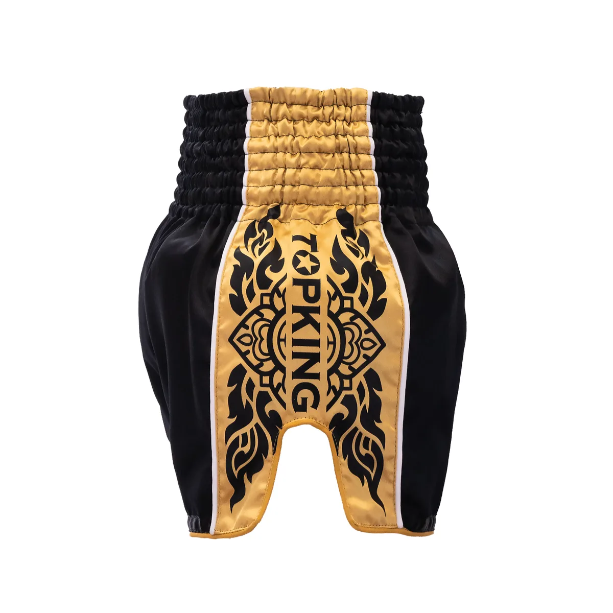Заден изглед на черни шорти за муай тай Top King Boxing Shorts Black 276, показващ кройката