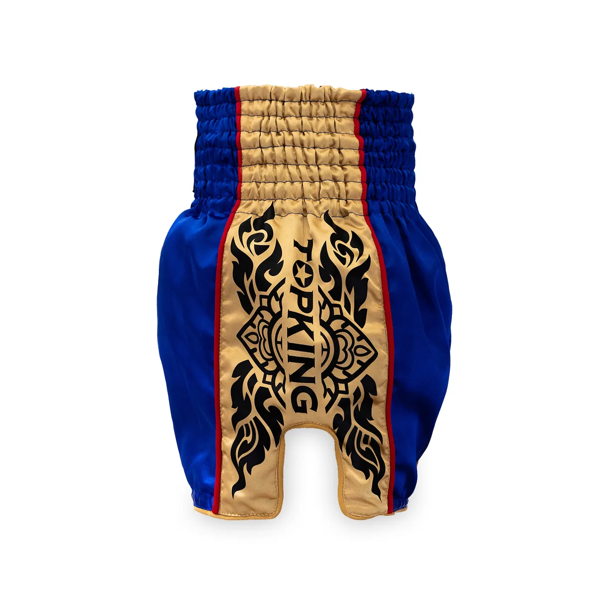 Сини шорти за муай тай Top King Boxing Shorts Blue 276, страничен изглед, показващ кройката за свобода на движение