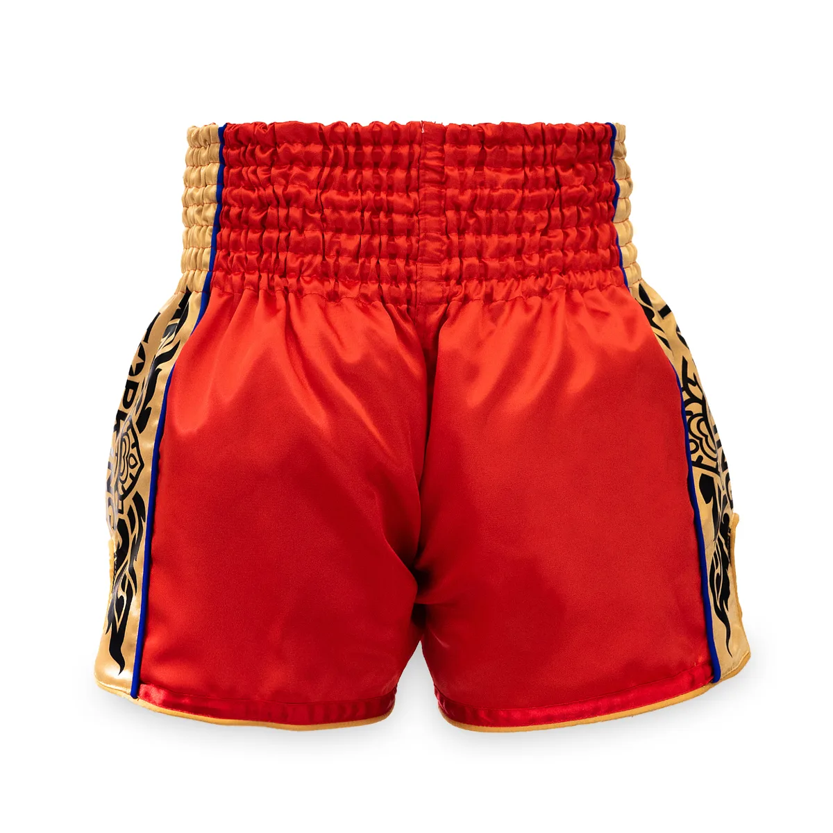 Изглед отзад на червените шорти Top King Boxing Shorts 276, показващ еластичен колан и цялостна визия.