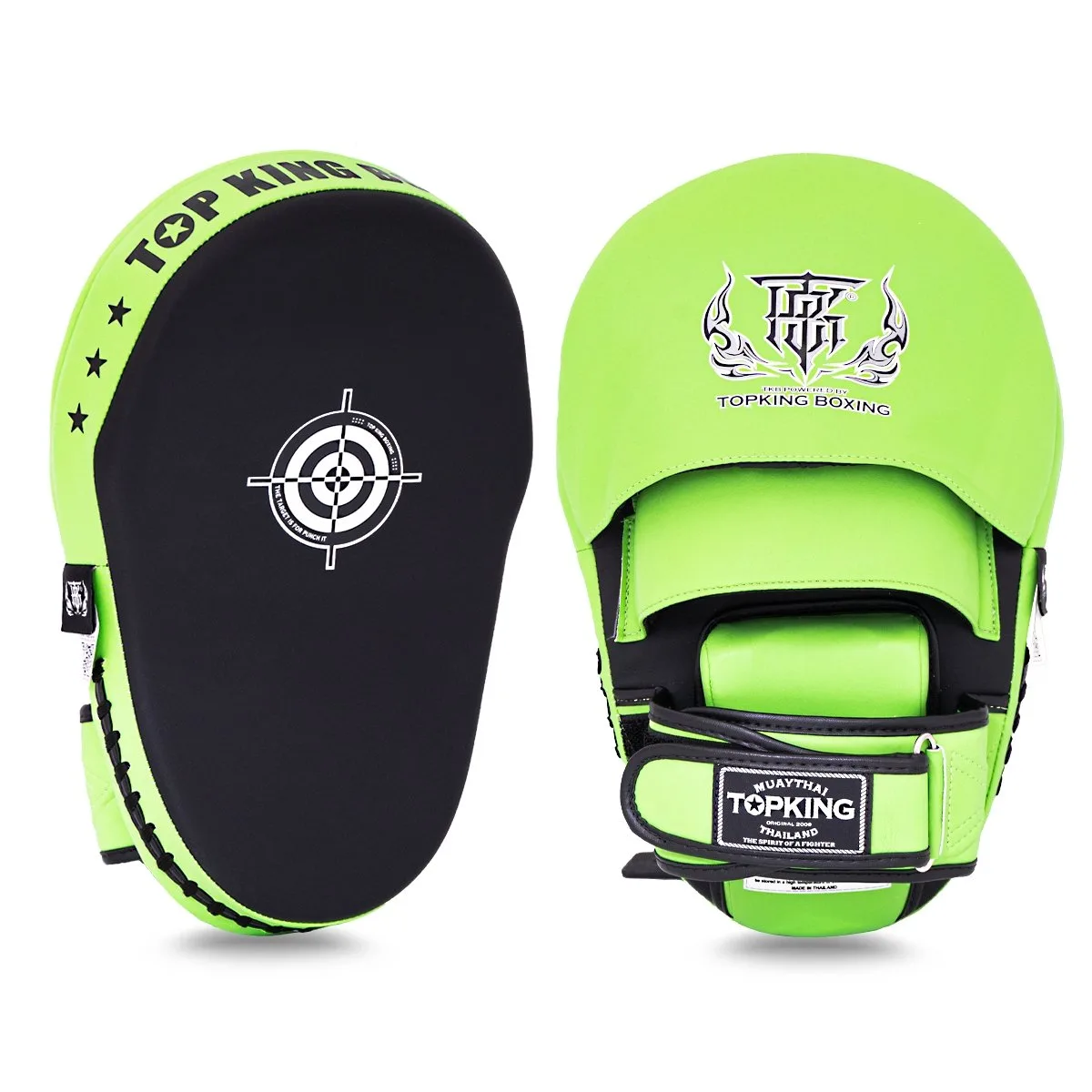Зелени фокус лапи TOPKING FOCUS MITTS GREEN “ EXTREAM ” от Top King, Тайланд, показани отблизо
