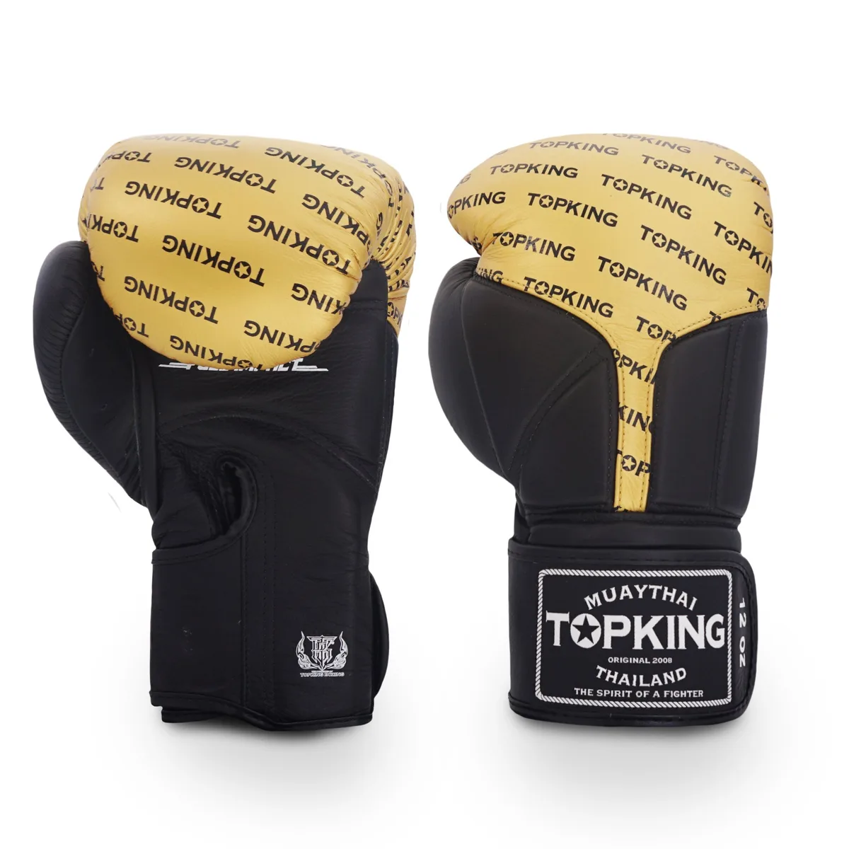 Боксови ръкавици Top King Black Gold Full Impact в черен и златен цвят, изглед отпред