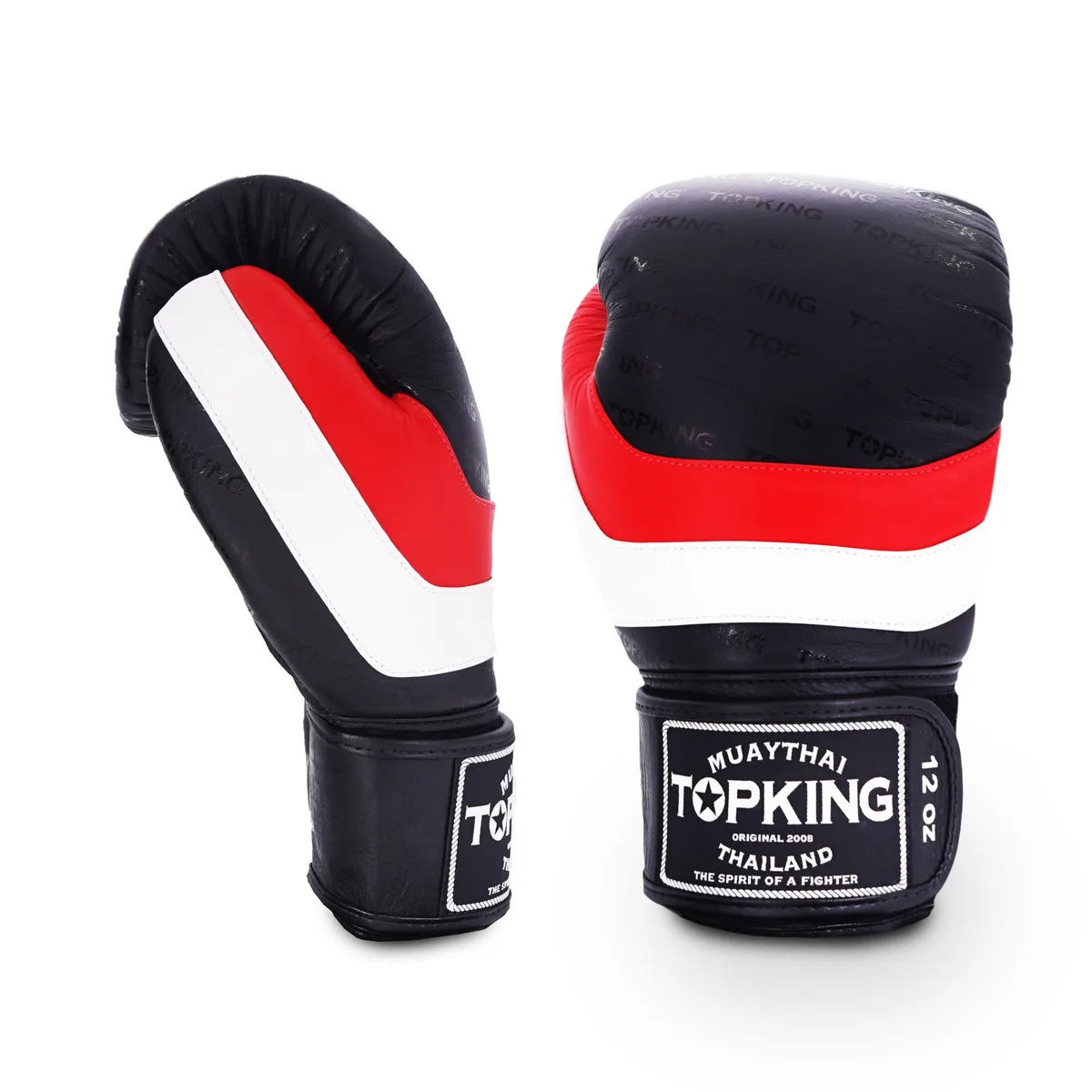 Боксови ръкавици Top King Black Innovation, страничен изглед с логото на марката
