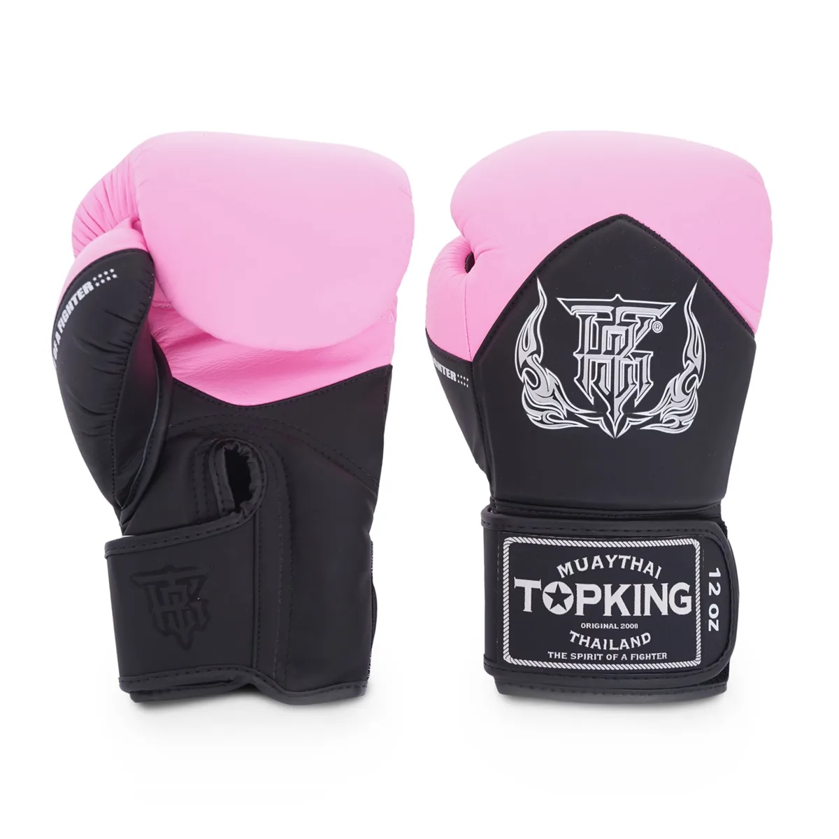 Боксови ръкавици Top King Black Pink Blend, изглед отпред, показващ черни и розови елементи