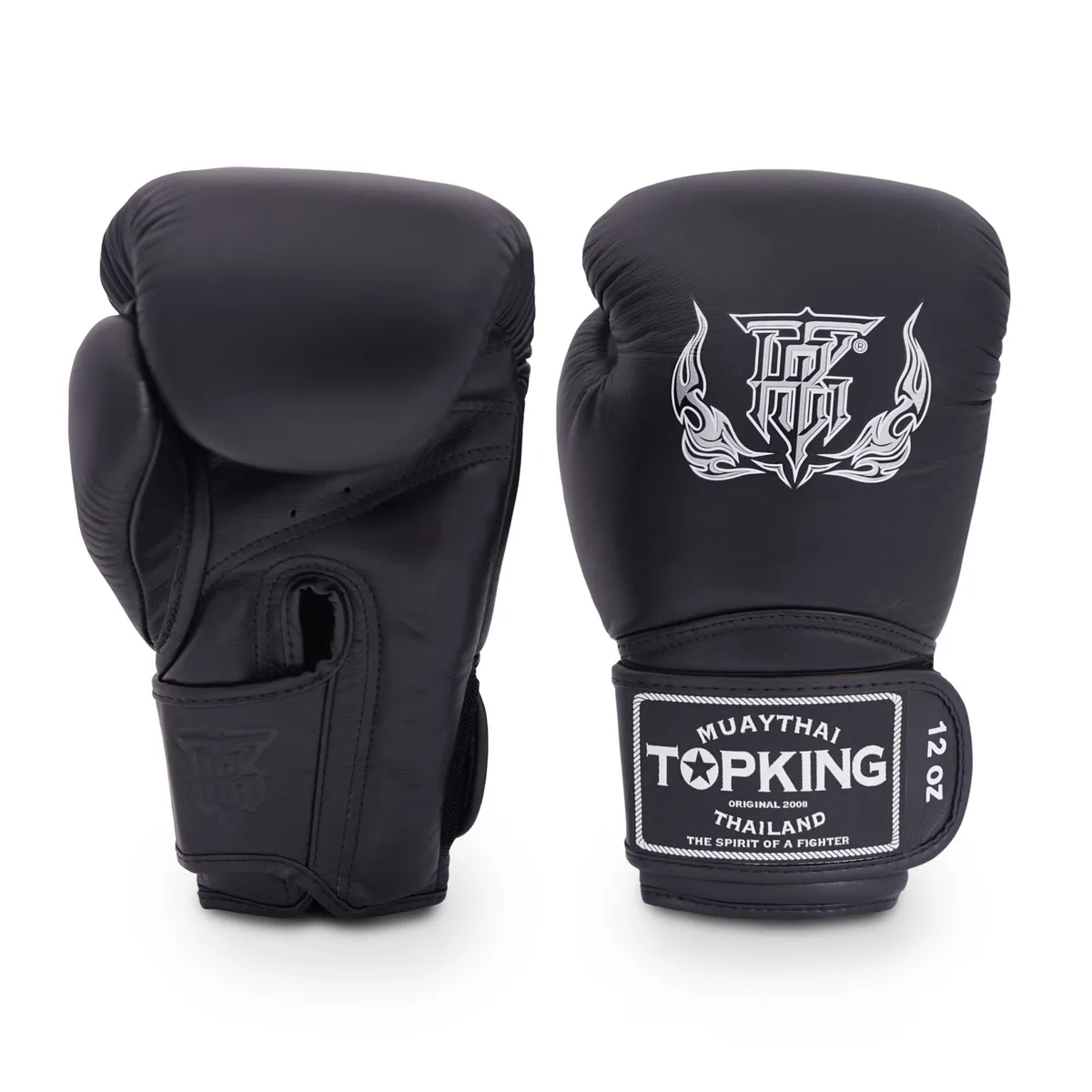 TOPKING GLOVES BLACK SUPER – черен цвят, изглед отпред, с ясно видима марка Top King