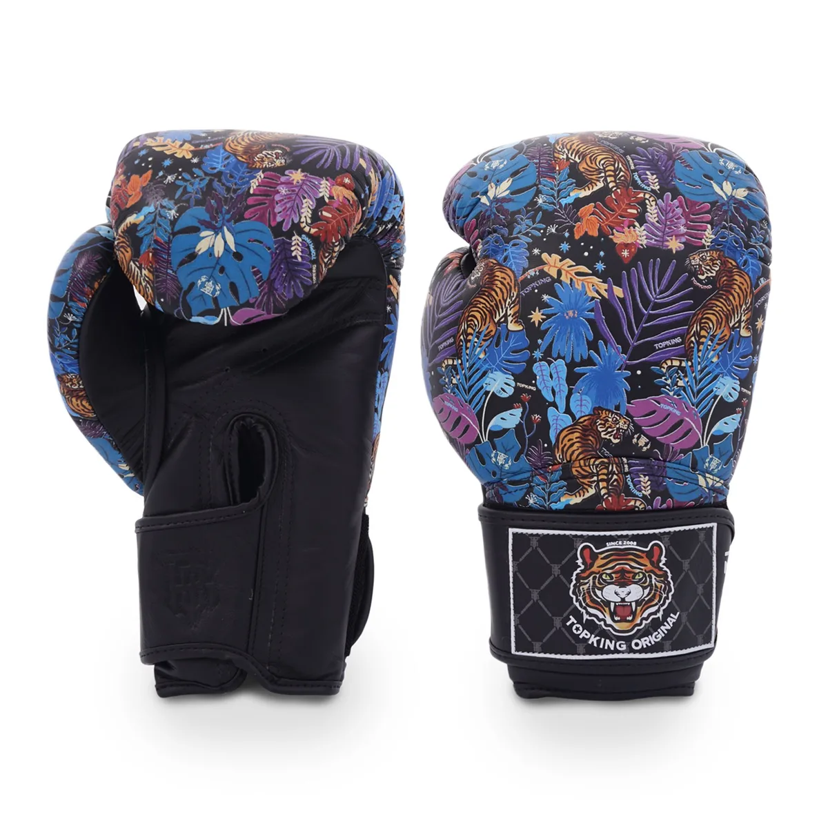 Боксови ръкавици Top King „Black Wild Tiger King“ в черен цвят с графика на тигър