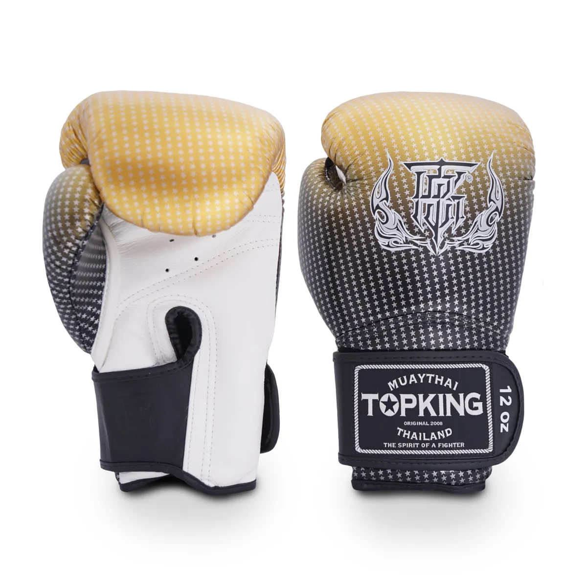 Боксови ръкавици Top King Gold Super Star в златен цвят, показани отпред