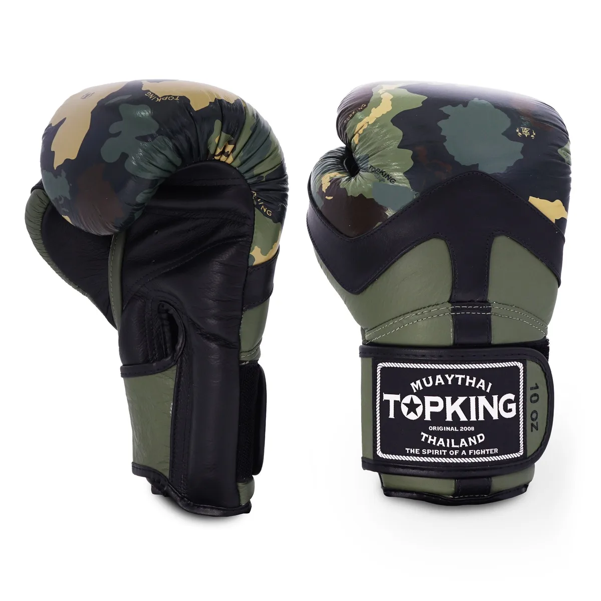 Ръкавици Top King Green Camouflage, страничен изглед с логото на марката
