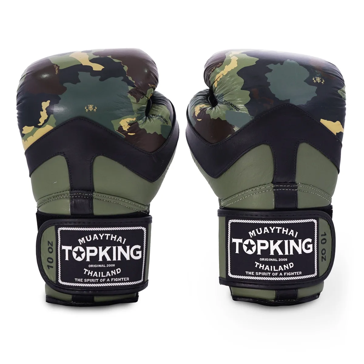 Гръб на ръкавици Top King Green Camouflage, показващ формата и закопчаването
