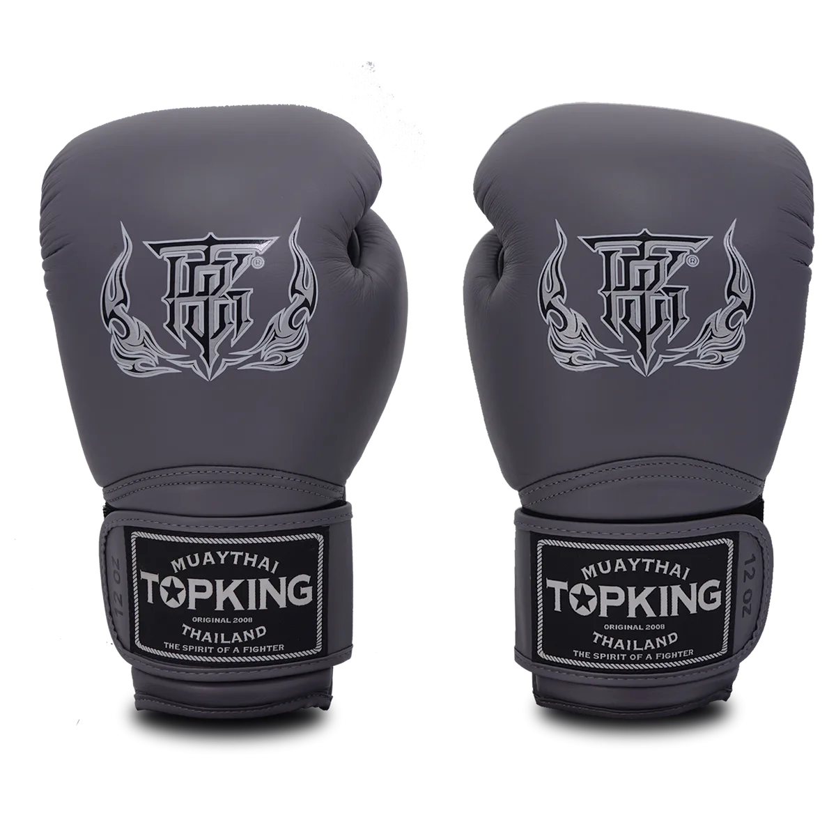 TOPKING GLOVES GREY SUPER – страничен изглед с логото на Top King