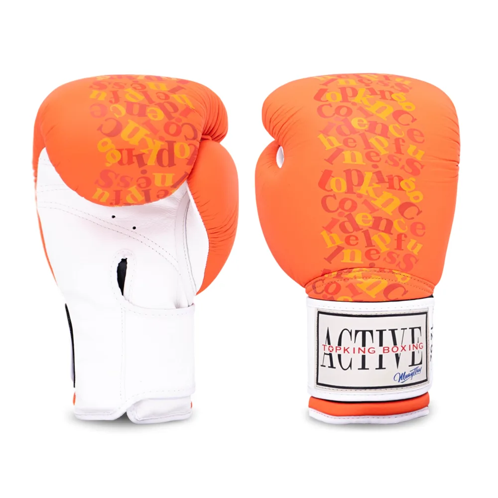 Оранжеви ръкавици Top King Active Muay Thai, изглед отпред