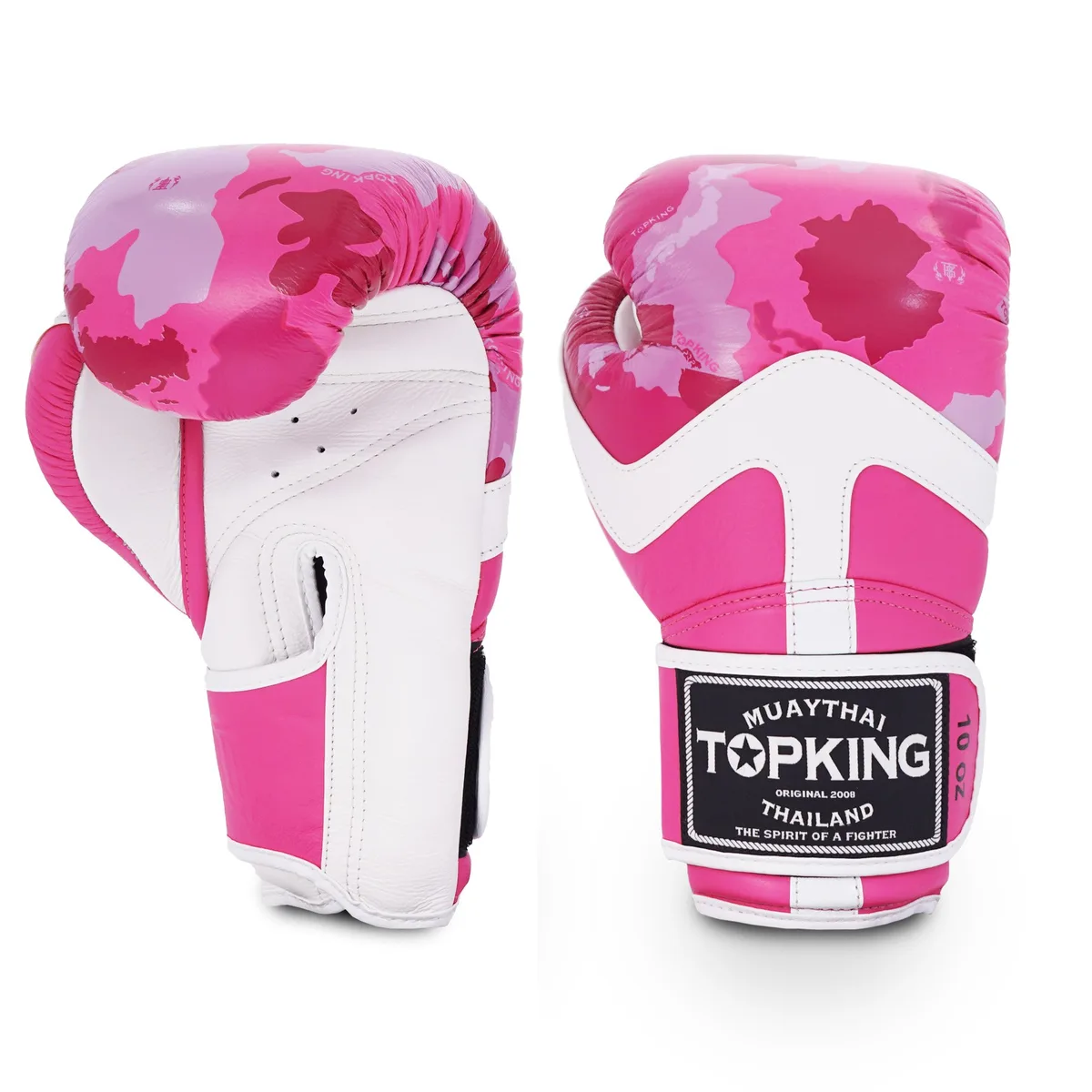 TOPKING GLOVES PINK CAMOUFLAGE – страничен изглед на дланта и закопчаването