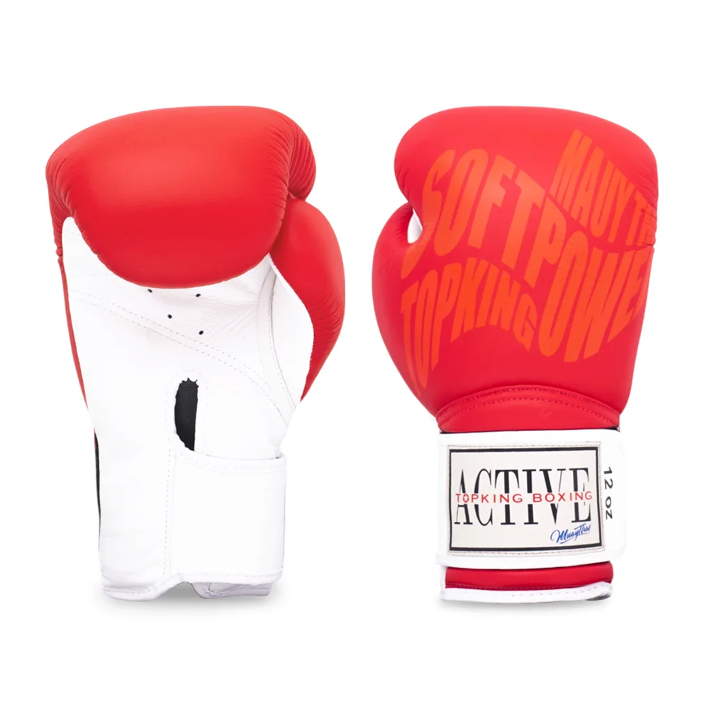 Червени боксови ръкавици Top King Active Muay Thai, изглед отпред