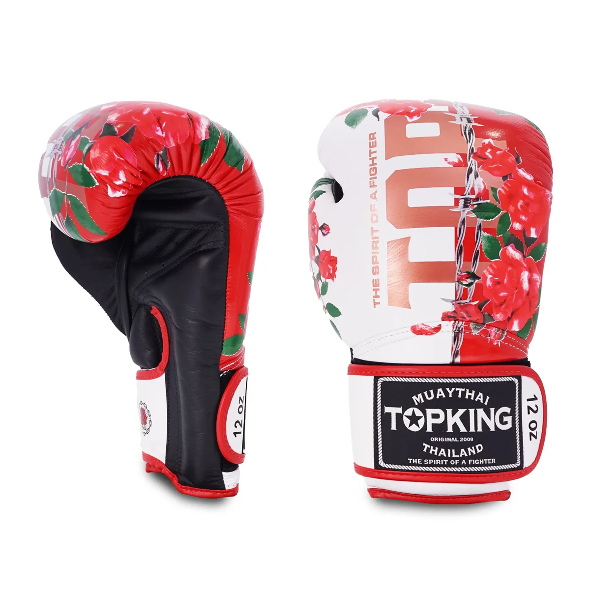 Детайлен изглед на логото и дизайна на TOPKING GLOVES WHITE ROSE