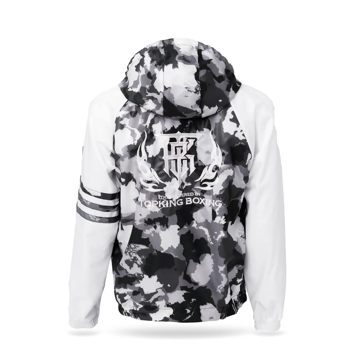 Детайлна снимка на камуфлажния десен на суитчър Top King Grey Camouflage Jacket.