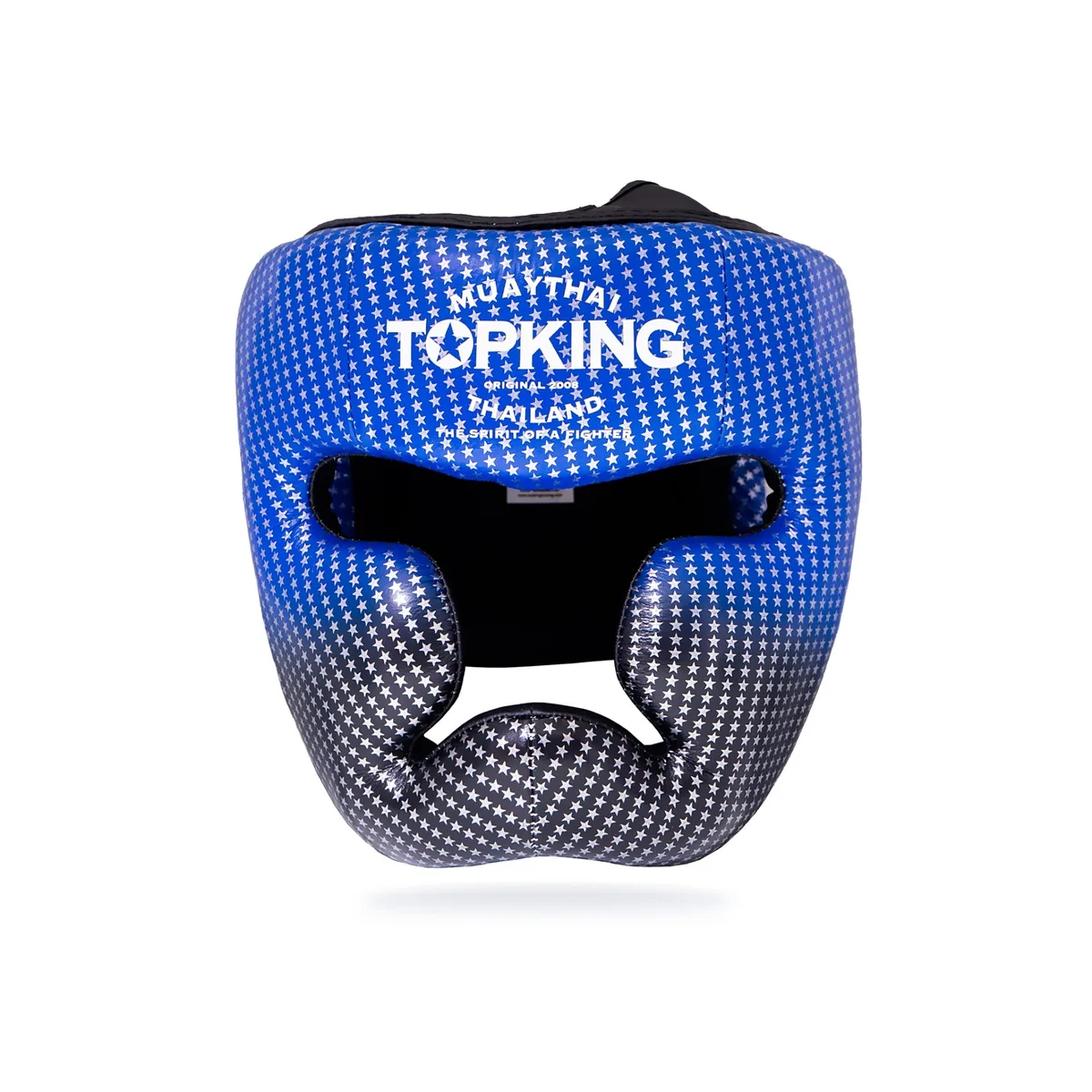 Син протектор за глава Top King Head Guard Blue Super Star, преден изглед с логото на Top King