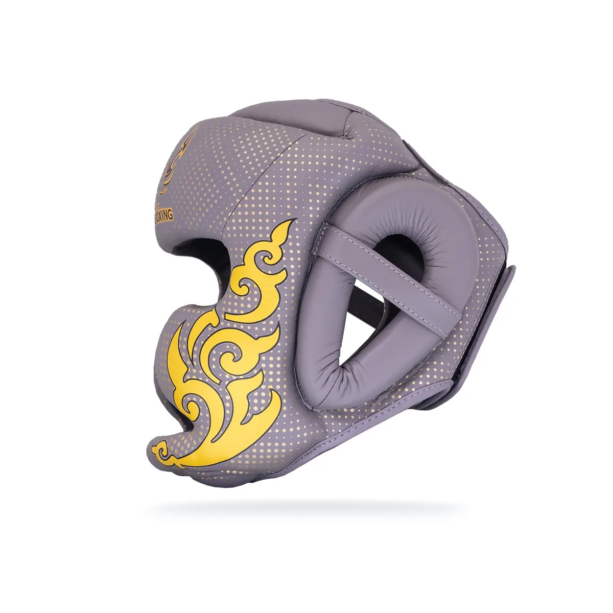 Детайлен изглед на протектора за глава Top King Head Guard Grey Kanok, показващ сивия цвят и дизайна