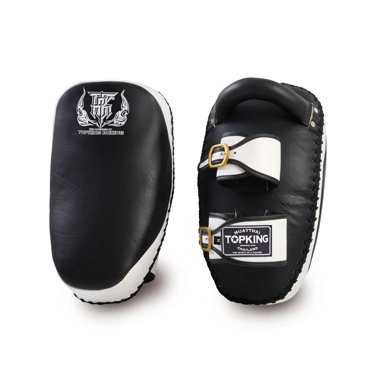TOPKING KICKING PADS BLACK WHITE “ULTIMATE” (STRAIGHT) BUCKLE – черни и бели падове за ритници от Top King