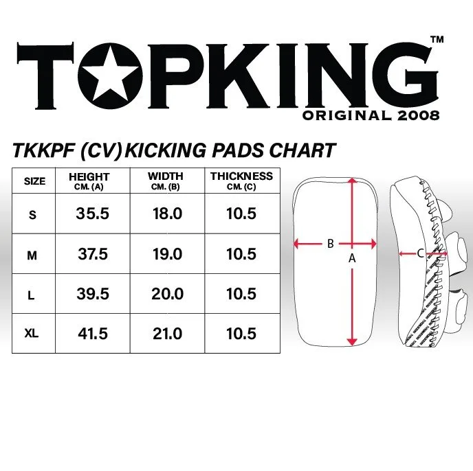 Top King Kicking Pads Black Yellow Full Impact – страничен изглед, демонстриращ дебелината и дръжките за захващане.