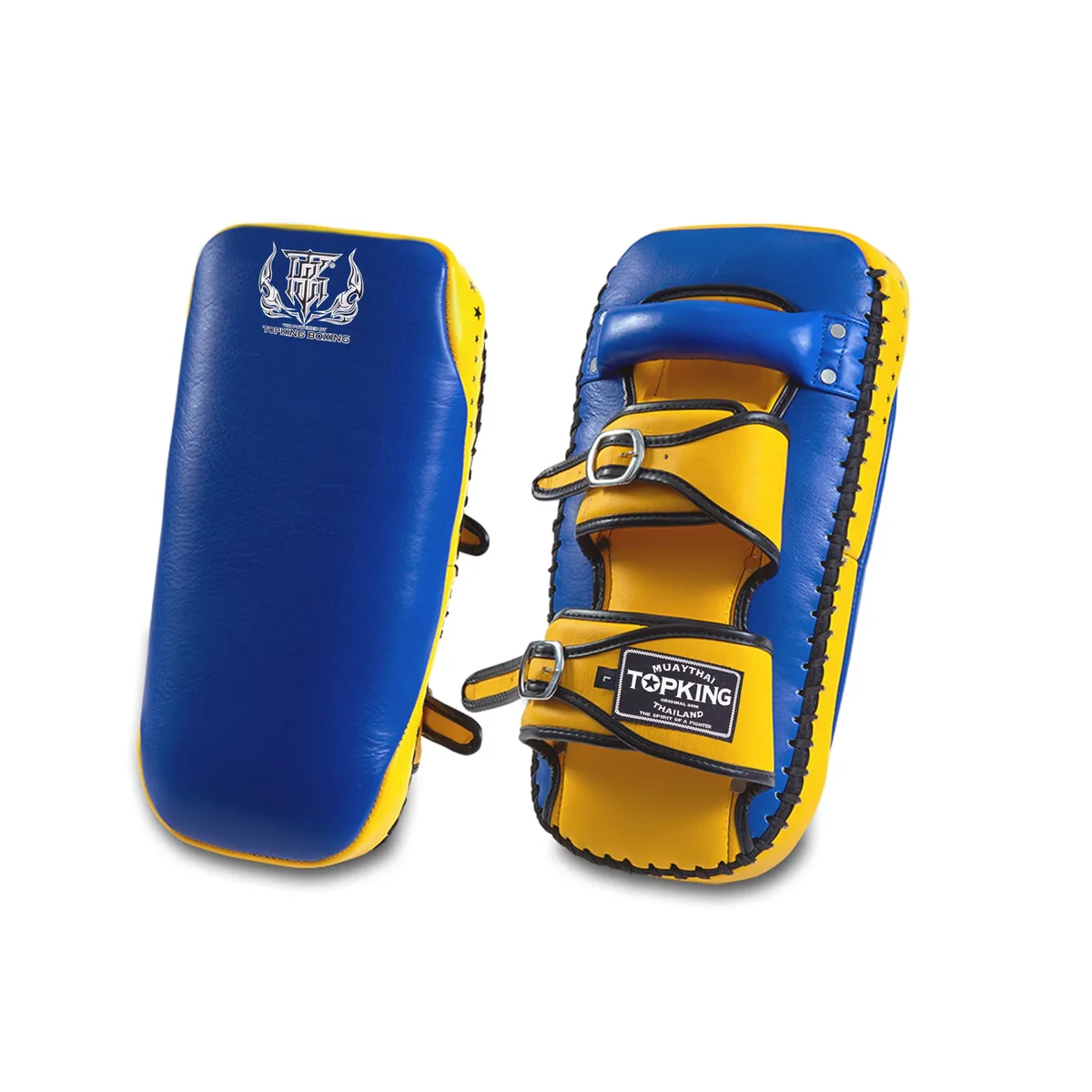 TOPKING KICKING PADS "EXTREME" (STRAIGHT) BUCKLE, изглед отпред с ясно видими катарами за закрепване.