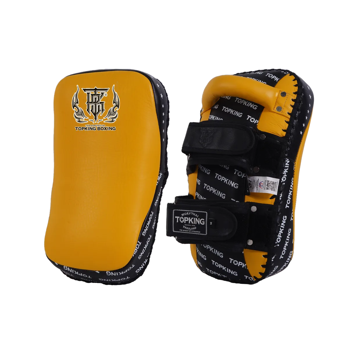 Жълто-черни лапи за ритници Top King Kicking Pads Yellow Black Full Impact, показани отпред