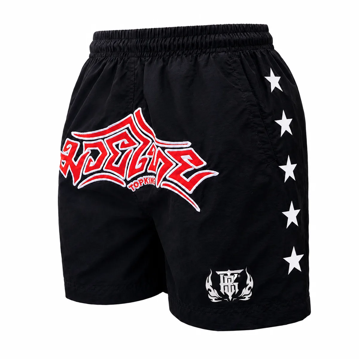 TOPKING LIFESTYLE SHORTS BLACK 103 – изглед отпред на черни къси панталони с лого на Top King
