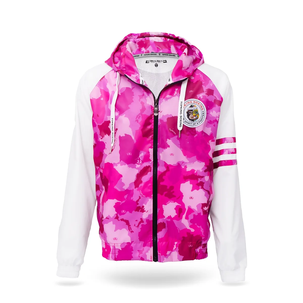 TOPKING PINK CAMOUFLAGE JACKET, изглед отпред, демонстриращ розовата камуфлажна шарка и цялостната кройка