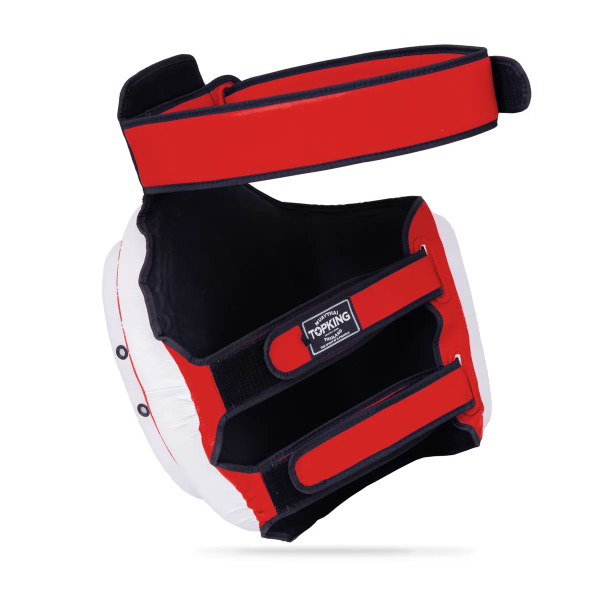 TOPKING RED THIGH PADS - страничен изглед, показващ обема и формата на червените протектори