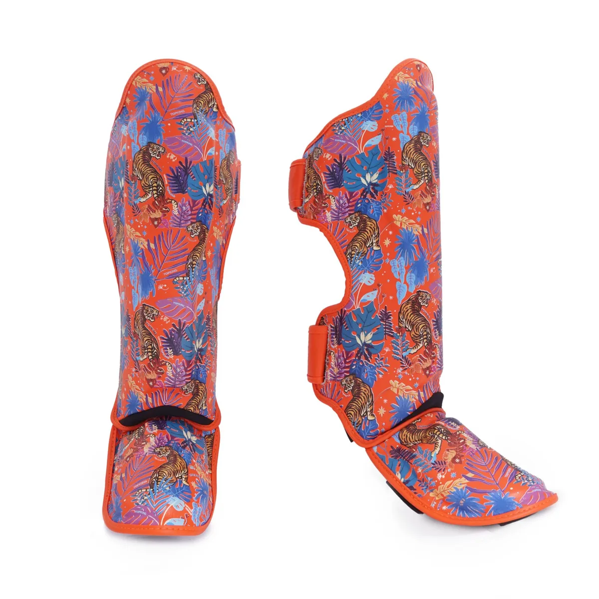 Текстура и шевове на протектора Top King Shin Guard Blue Wild Tiger King