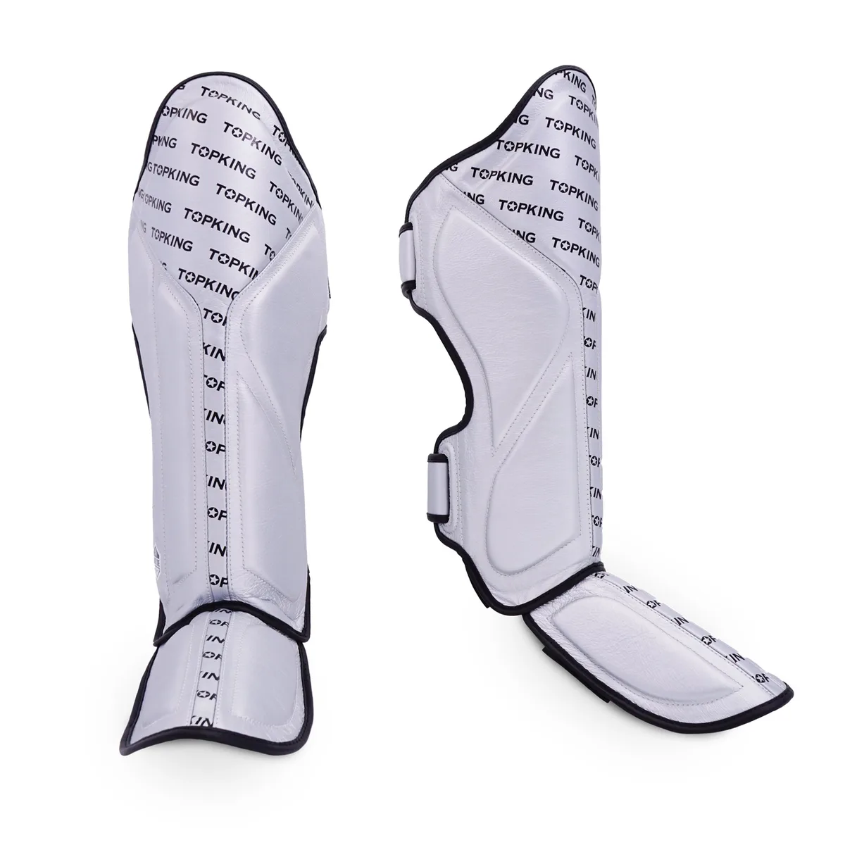 TOPKING SHIN GUARD SILVER FULL IMPACT - сребристи протектори за крака, изглед отпред