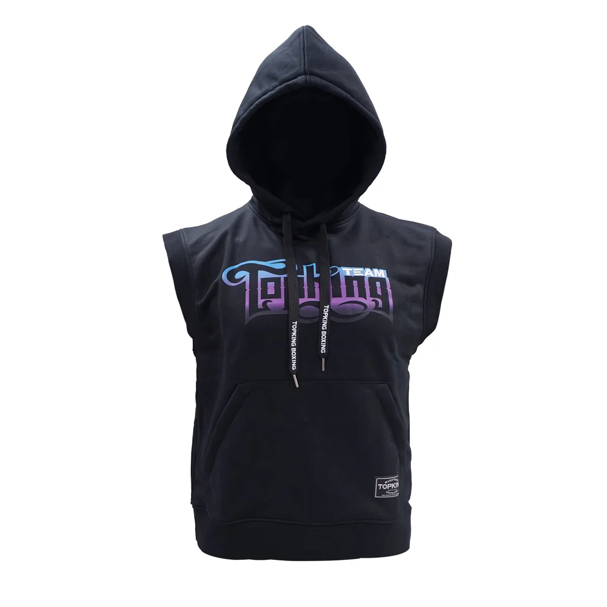 Мъжки суитшърт без ръкави TOPKING SLEEVELESS HOODIE, изглед отпред, с качулка и лого на марката Top King.