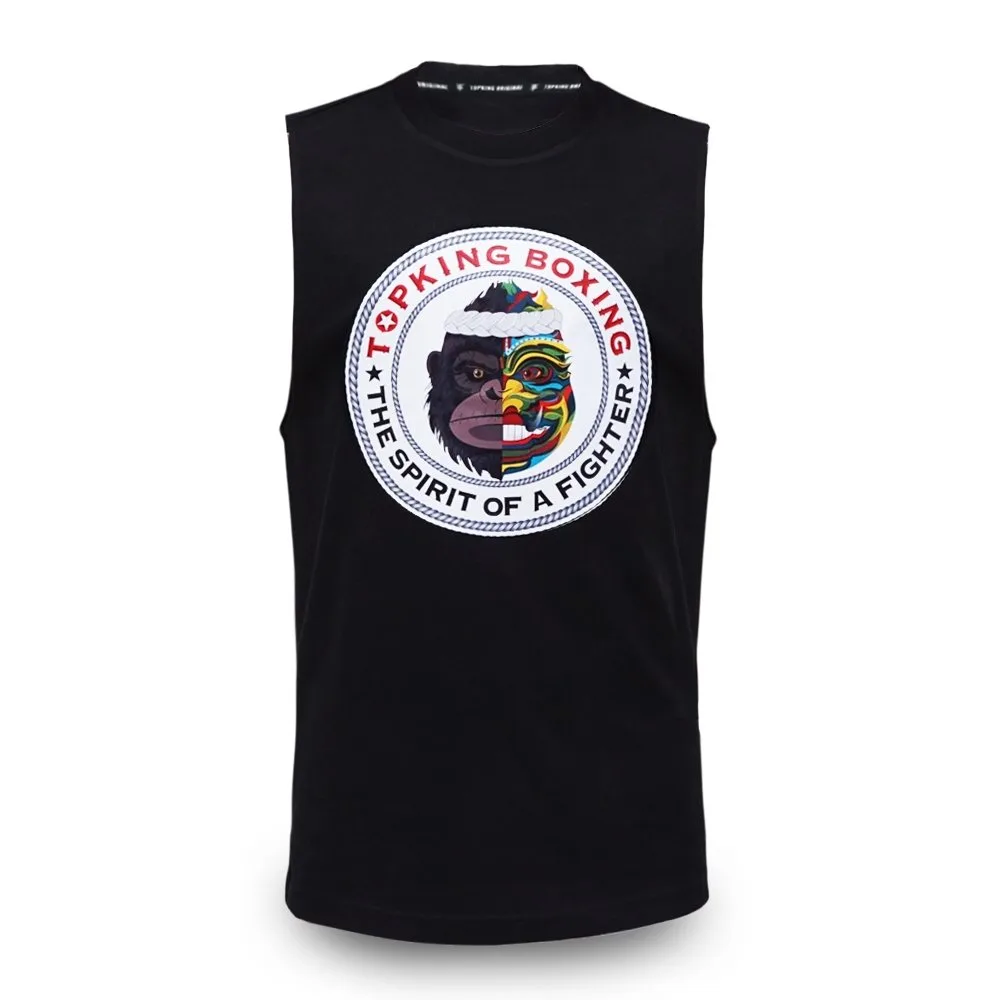 Мъжки потник Top King Sleeveless Shirt Black 030, изработен от дишаща материя, показан отпред.